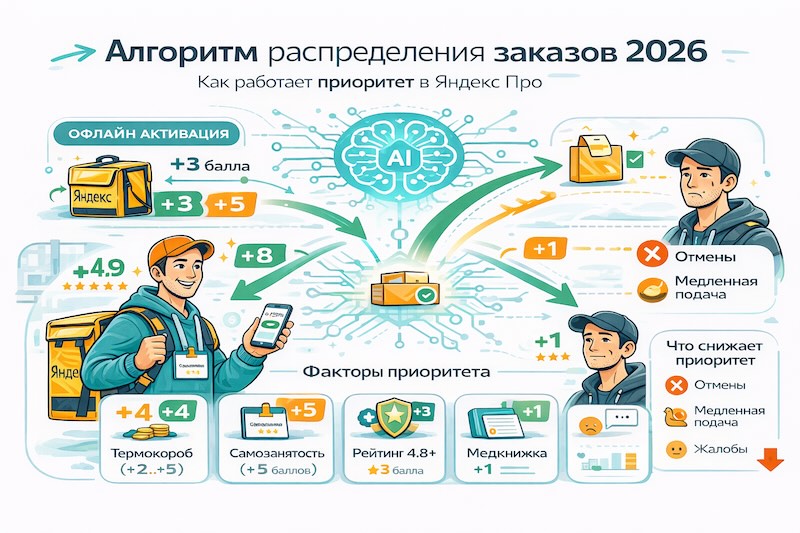 Как реально работает приоритет и распределение заказов курьерам Яндекса