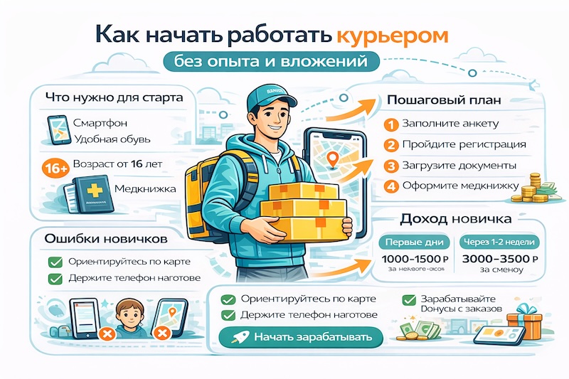 Начать работать курьером без опыта